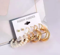 Pearl Women’s Fashon Drop Earrings Set (6 pairs)